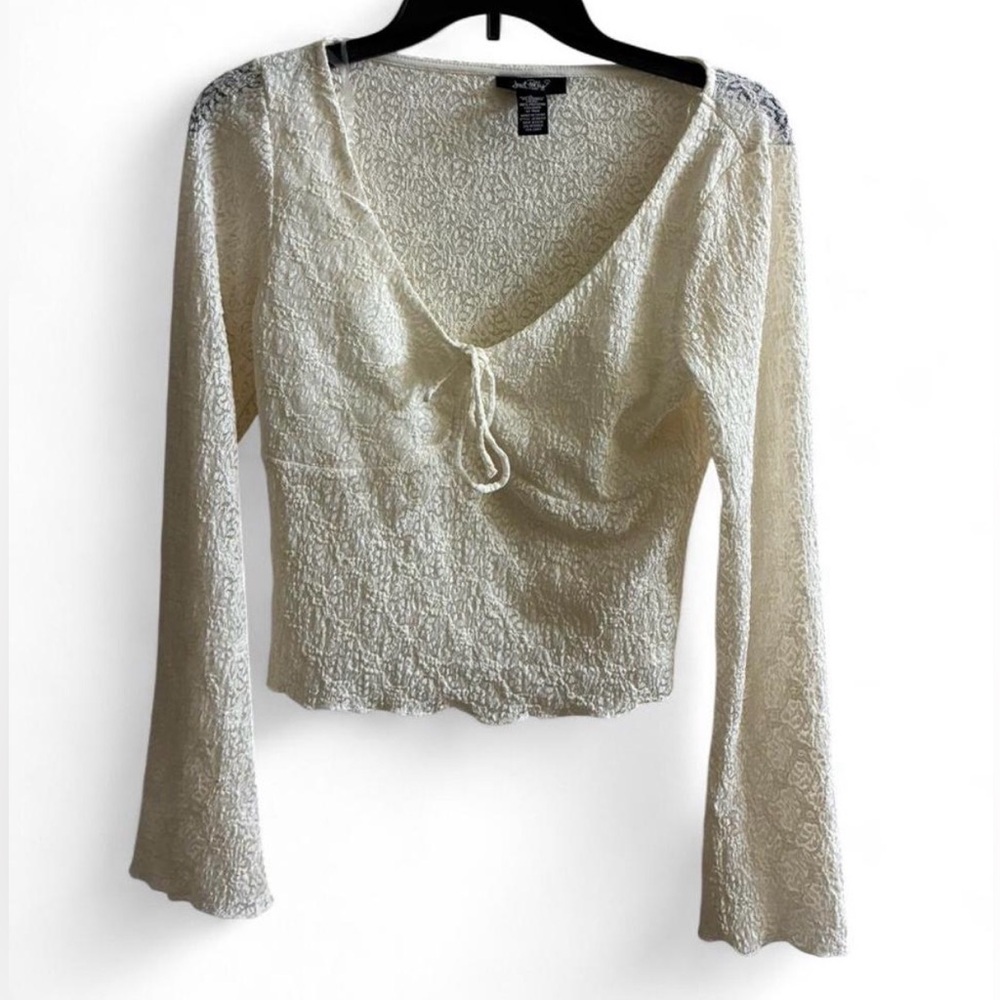 Lace V-Neck Cream Top